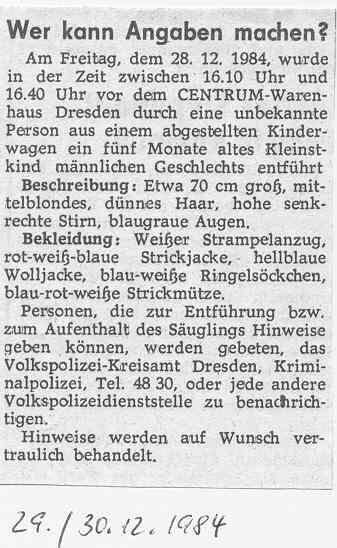 Sächsische Zeitung 29.12.1984