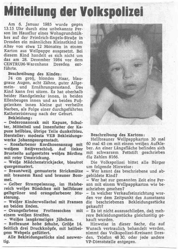 Sächsische Zeitung 09.01.1985